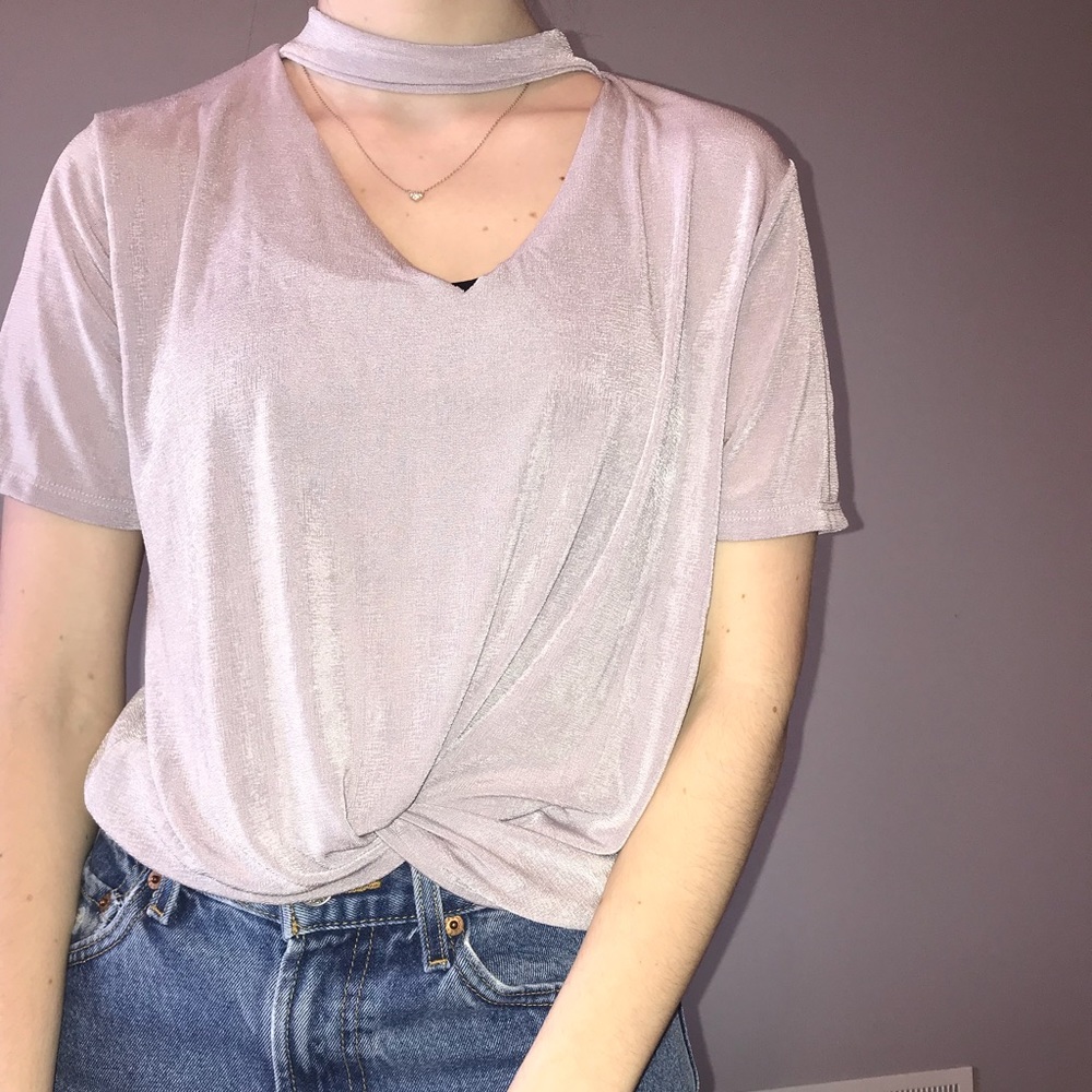 Lavender Top w Choker Detail